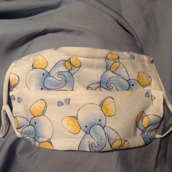 Hand Crafted Child's Blue Elephant Face Mask - Picture 1 of 7